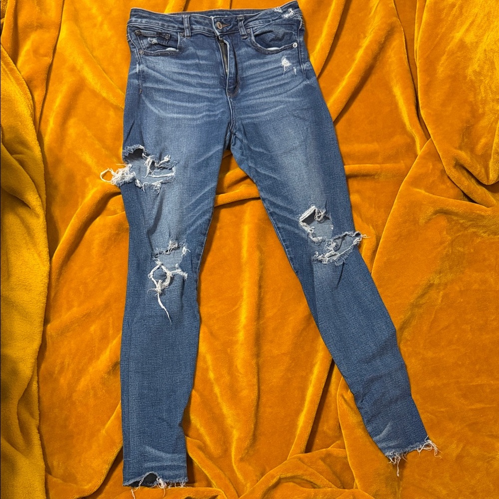 American Eagle Outfitters Ripped Blue Skinny Jeans